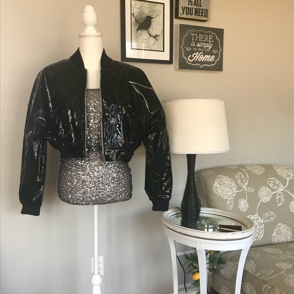 Vintage Kenn Sporn Whippet shiny vinyl jacket sz L